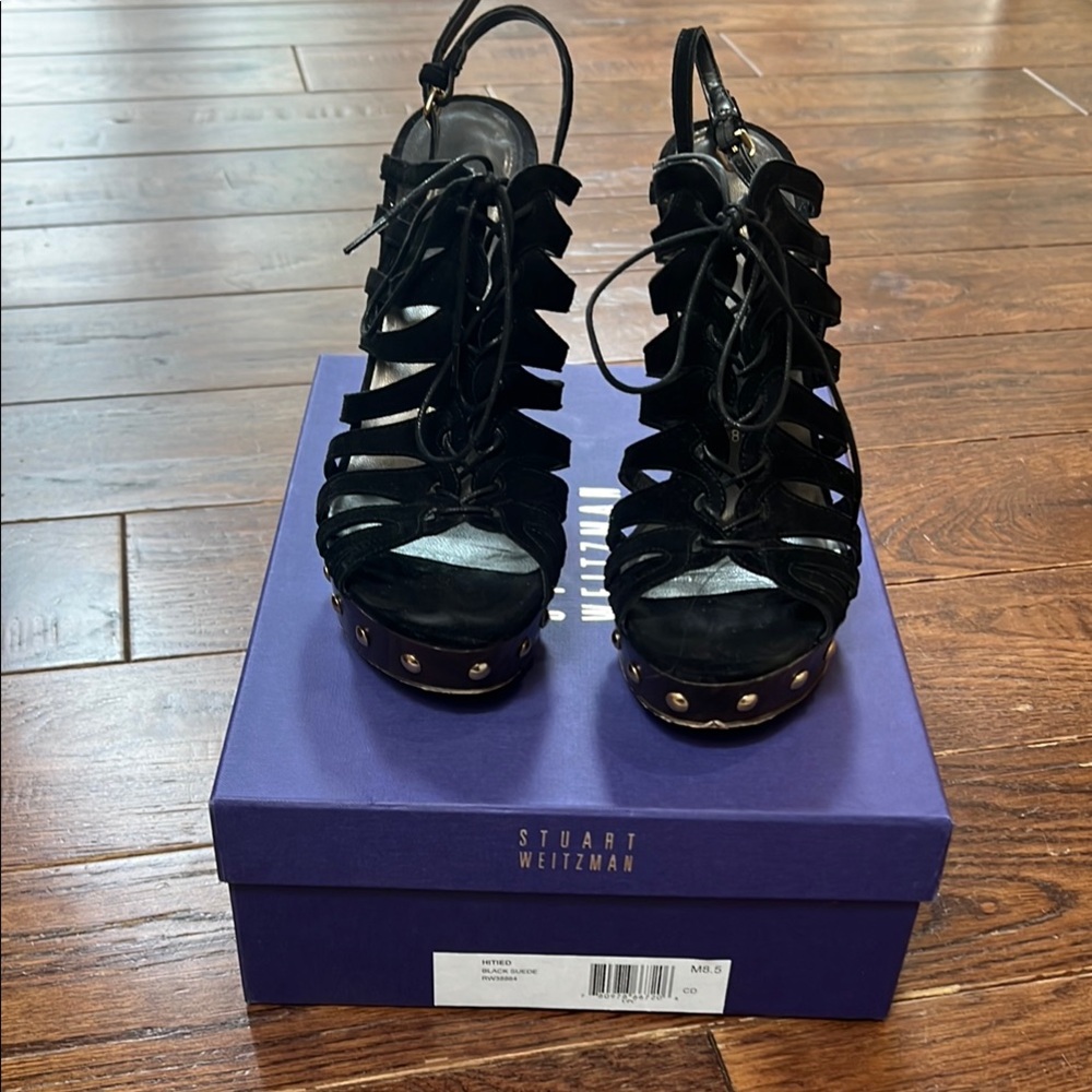 Stuart Weitzman Black suede Leather Heels